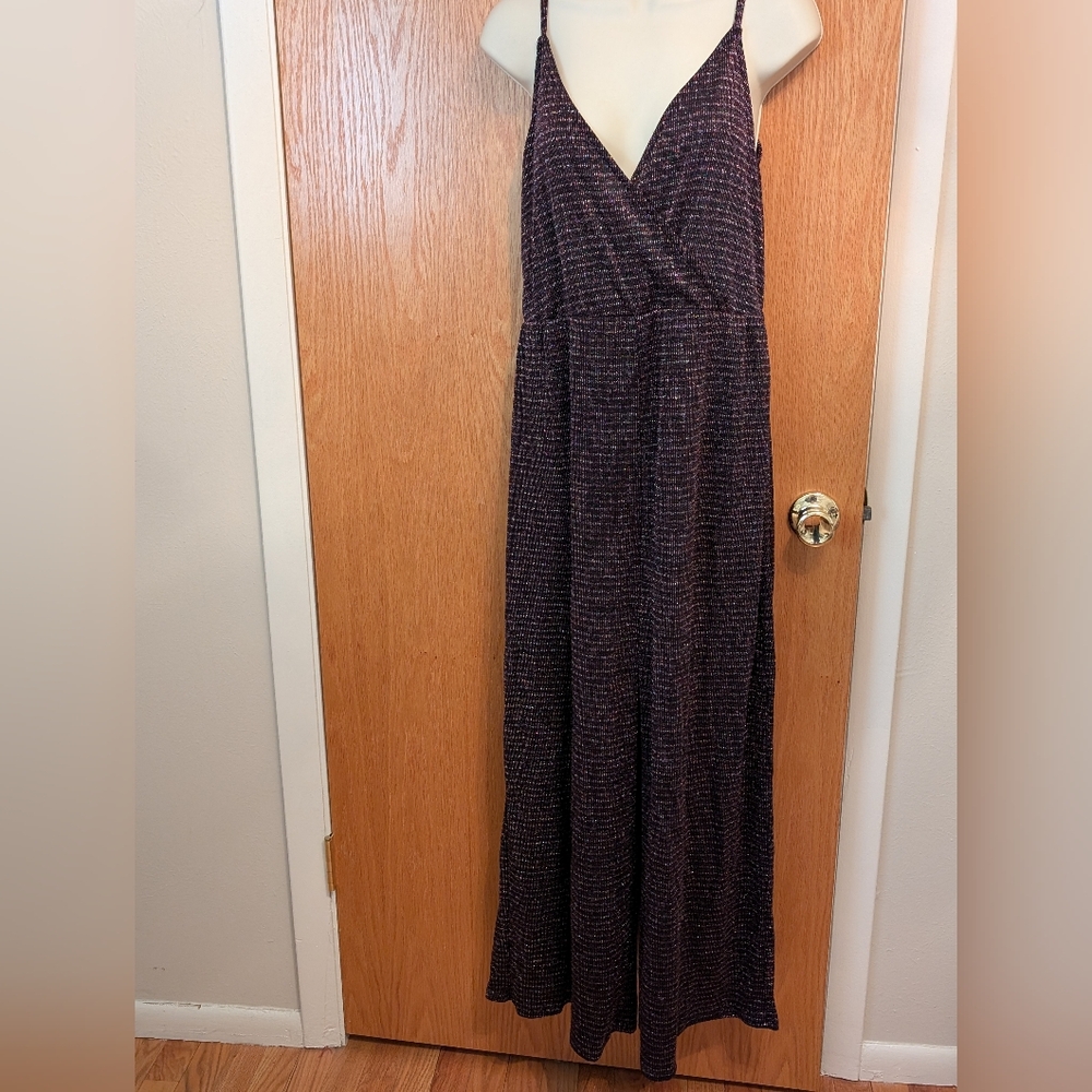 Wild Fable Black Metallic Multi Color Wide Leg Jumpsuit Size L